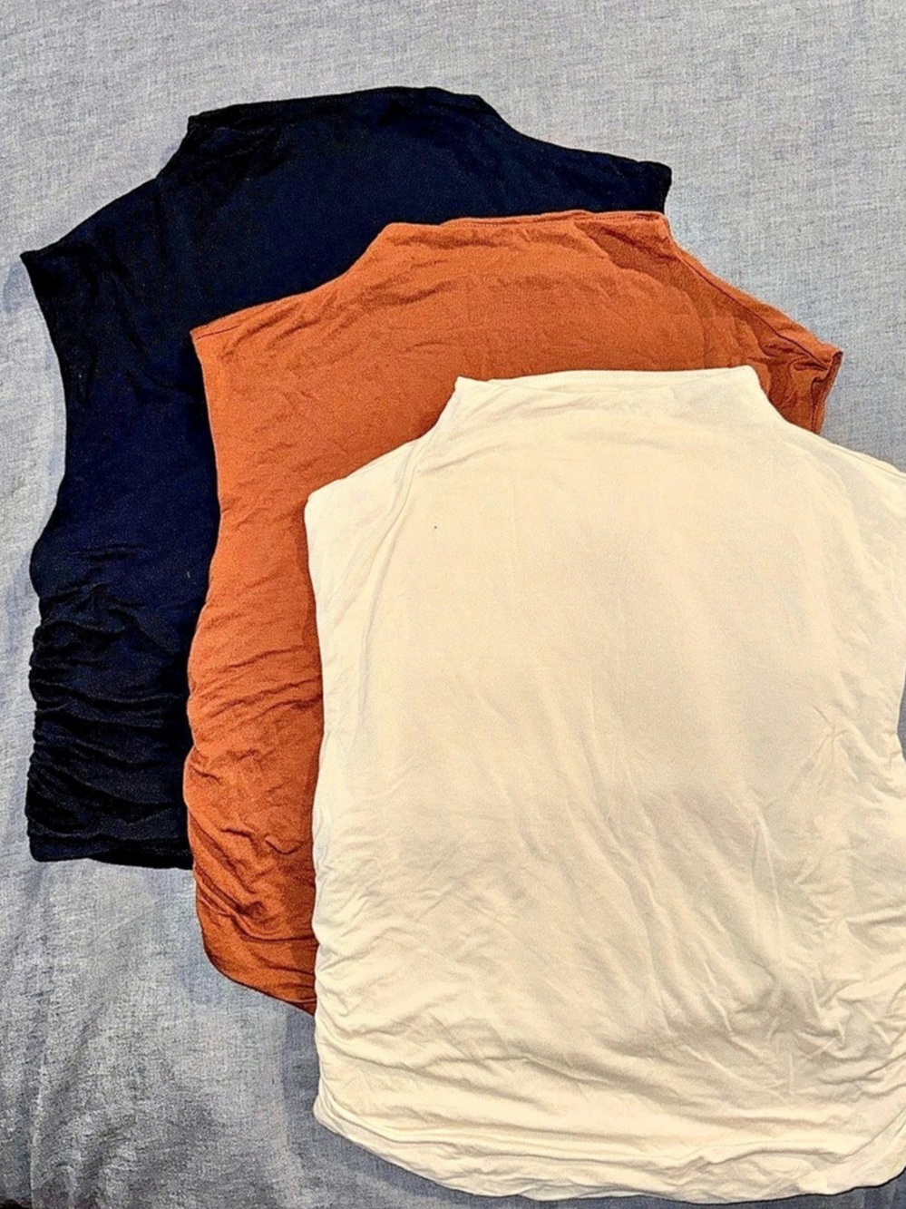 a new day Ruched Rayon Tank Tops in Black, Brown and Beige